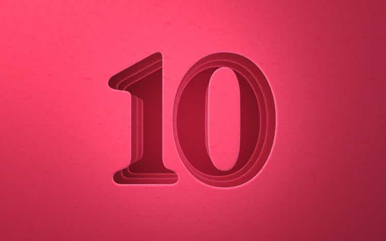 Number 10 Cut Nested Paper Concept