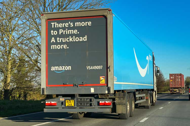 Articulated lorry operated by Amazon Prime