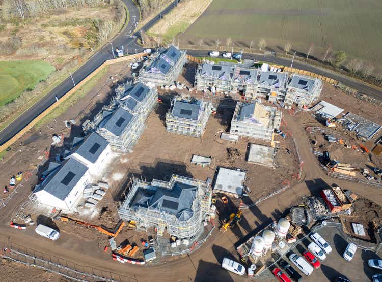 Elevated view of new homes being constructed