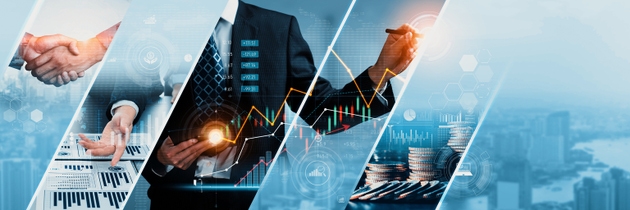 Futuristic business digital financial data technology and big data kudos concept