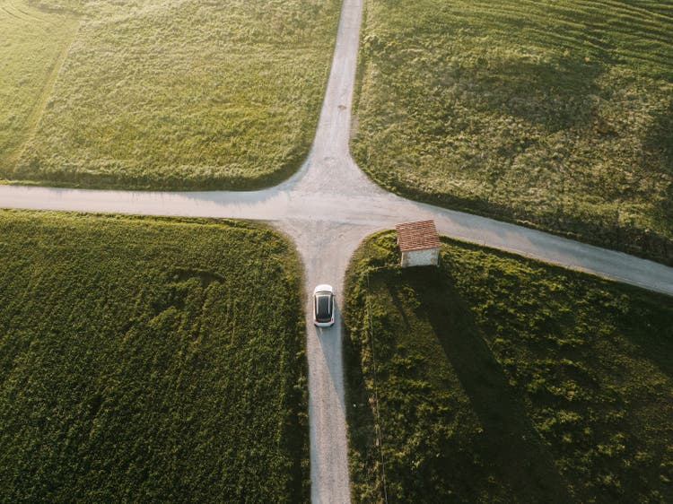 Car in a road intersection