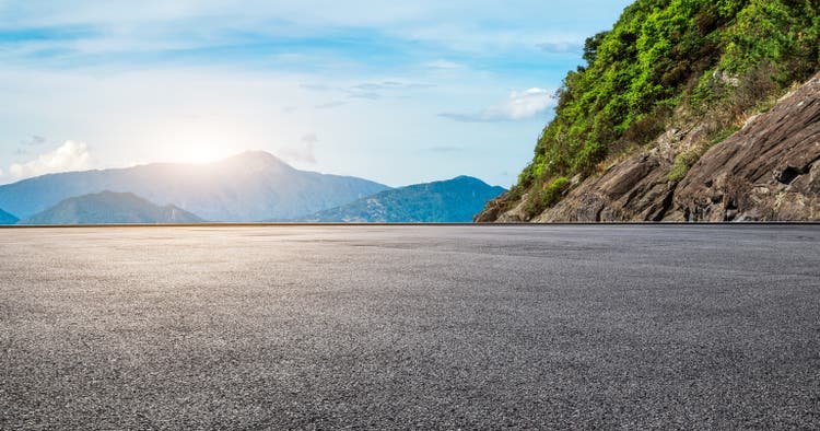 Road and mountain nature background