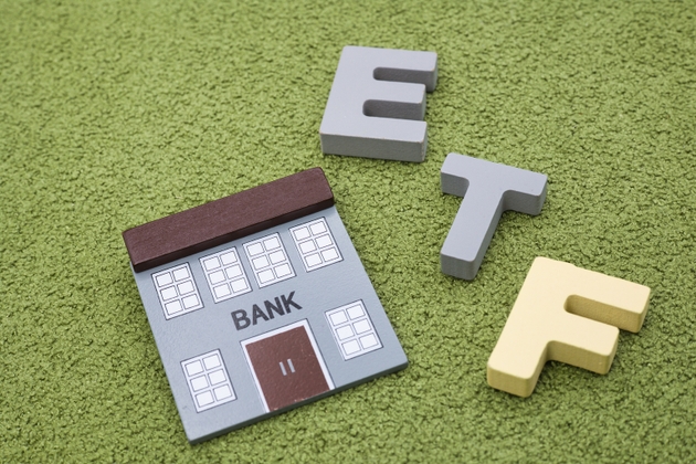 ETF text block placed on green carpet
