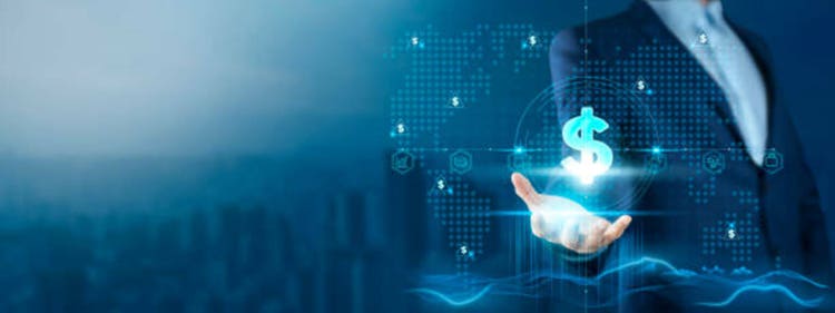  Businessman Holding Financial Analysis on Global Technology Network, Market Insights, Strategic Planning, Investment Opportunities.