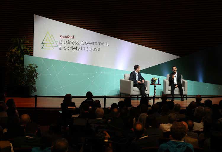 Fed Chair Powell And Google CEO Sundar Pichai Speak At Stanford University