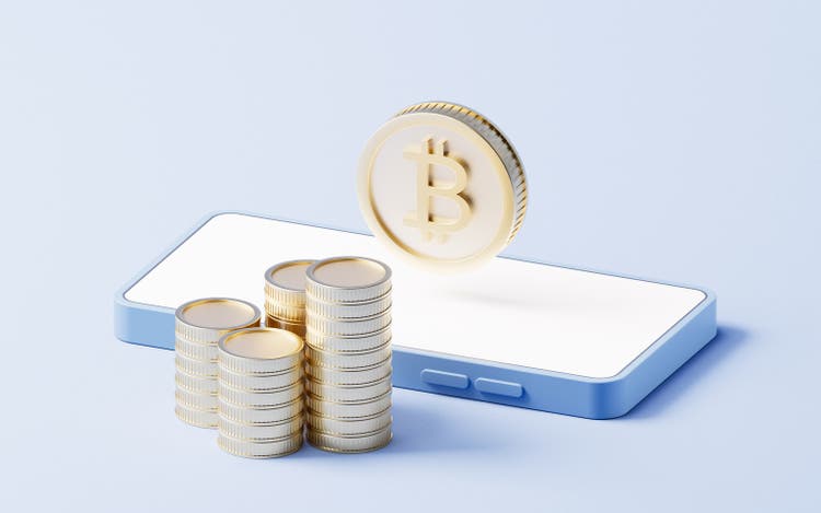 Bitcoin gold coin with cryptocurrency concept, 3d rendering.