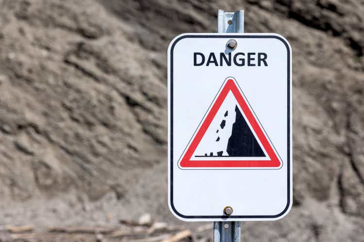 Falling Rocks Warning and Danger Road Sign