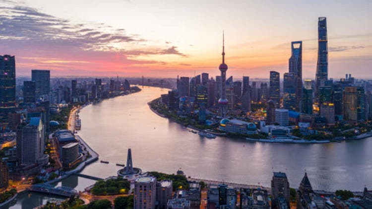 Aerial View Of Shanghai at sunrise