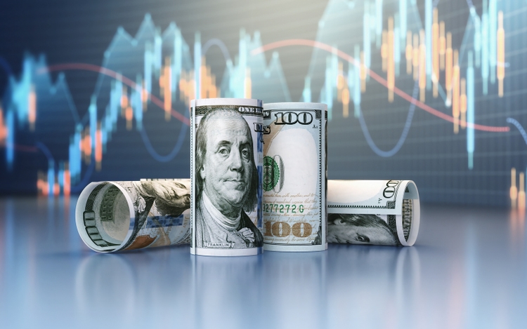 $100 Rolling Banknote Dollar Sign Finance chart, Depth Of Field