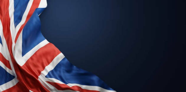 United kingdom flag on blue background with copy space 3D render
