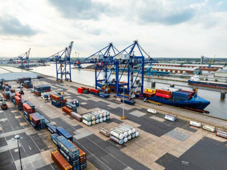 Aerial view of Port of Hull, UK
