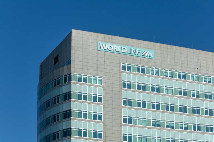 Worldline logo sign on the office building Utrecht.