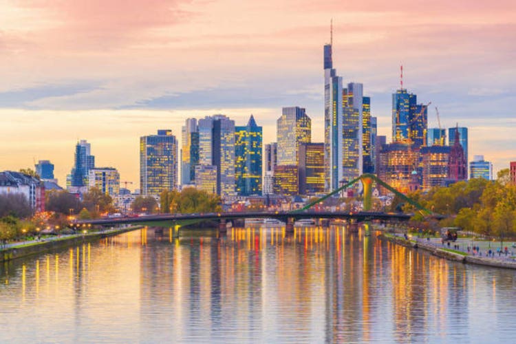 Downtown Frankfurt city skyline, cityscape of Germany