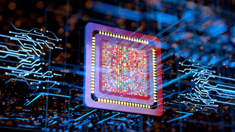 Artificial Intelligence , concept CPU quantum computing