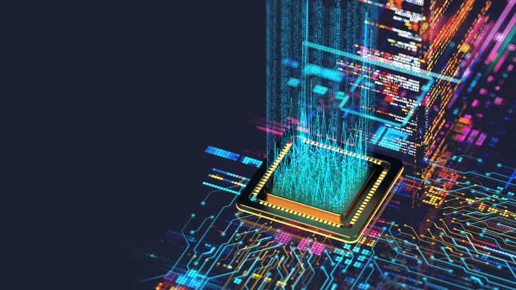 Artificial Intelligence, concept CPU - quantum computing