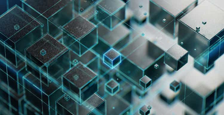 Abstract 3D background. Futuristic block chain and technology background