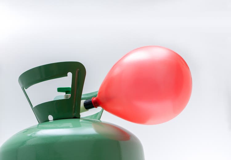 Helium gas cylinder and balloon isolated