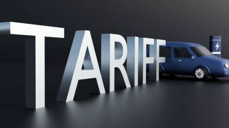 a car with the word tariff on the isolated background