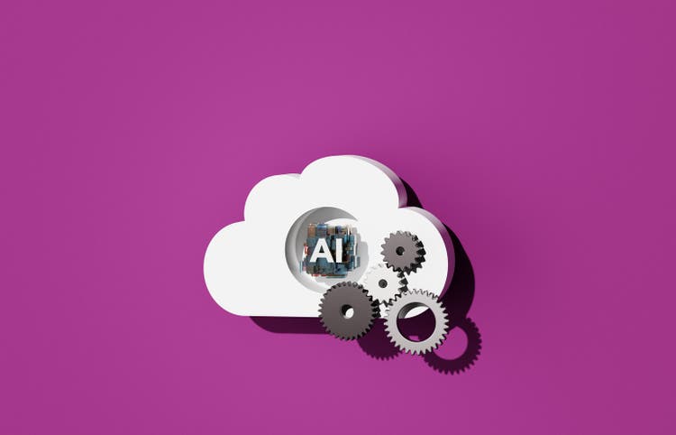 AI cloud with technical gears