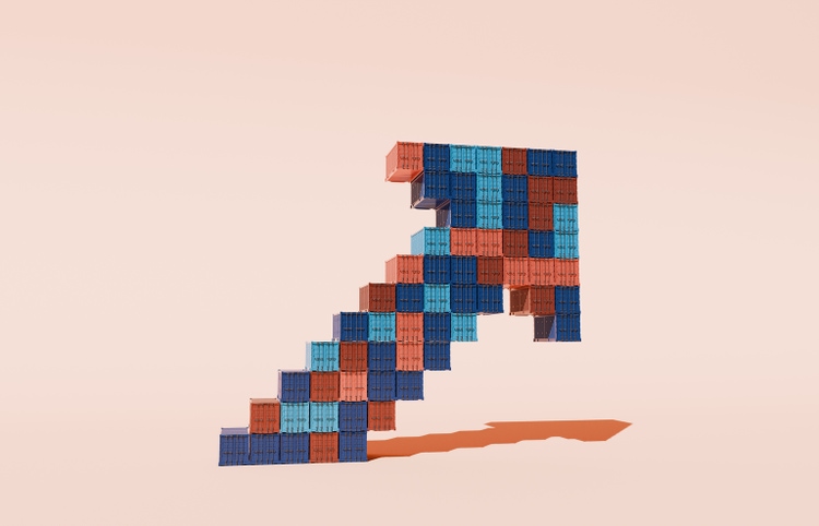 Arrow made out of shipping containers
