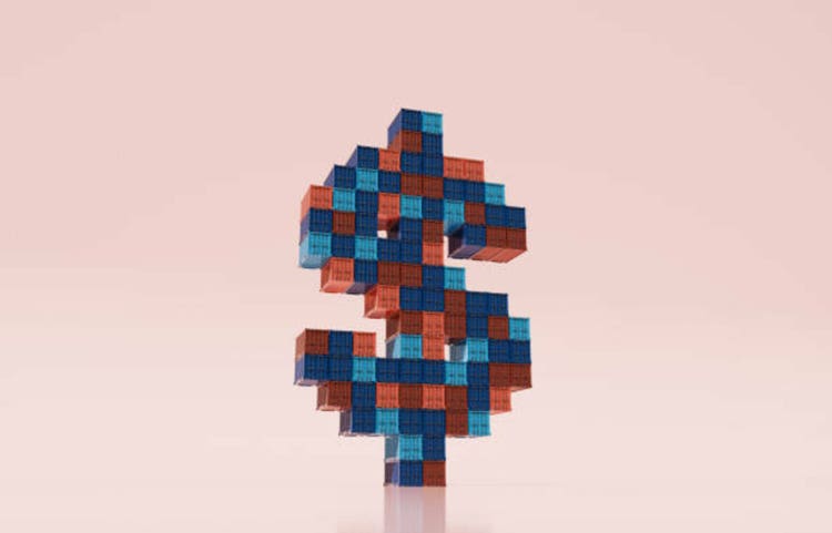 Dollar sign made out of shipping containers