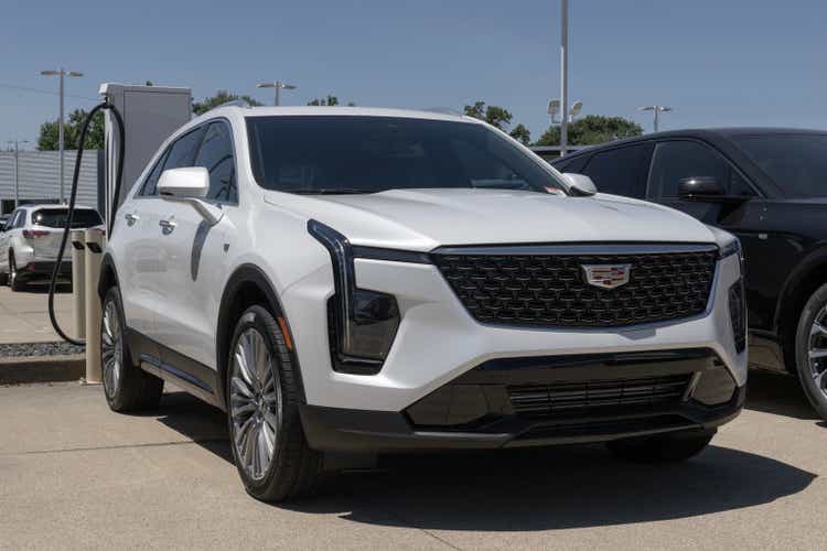 Cadillac XT4 Premium Luxury display at a dealership. Cadillac offers the XT4 with a 2.0L Turbocharged engine. MY:2024