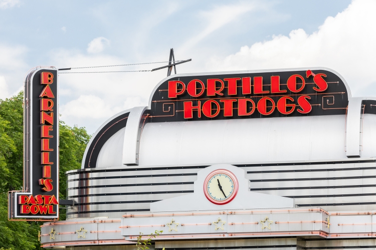 Portillo"s and Bernelli"s in Willowbrook, IL.