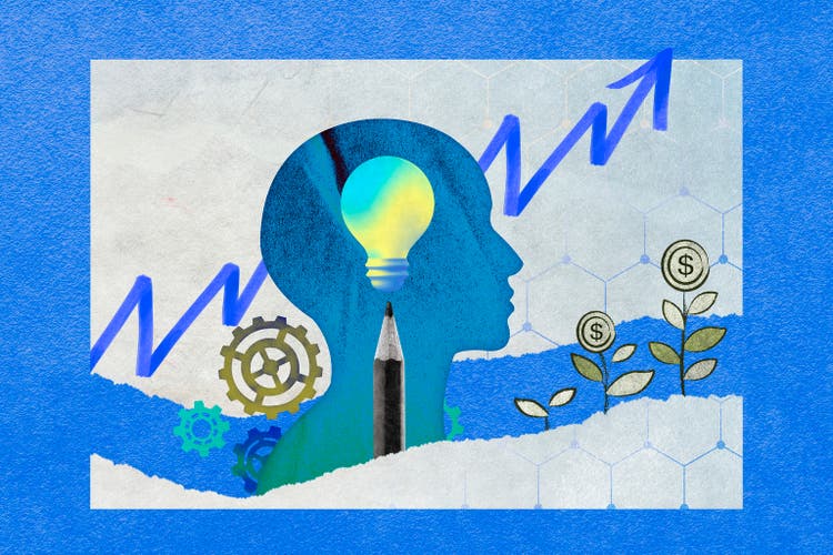 Business strategy background, finance, growth remixed media