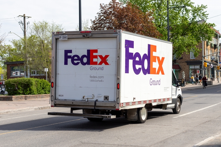 Federal Express, FEDEX connection truck on the road