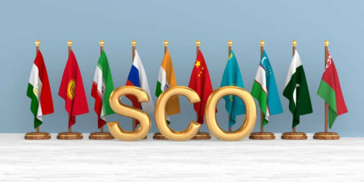 flags shanghai cooperation organisation. 3D illustration