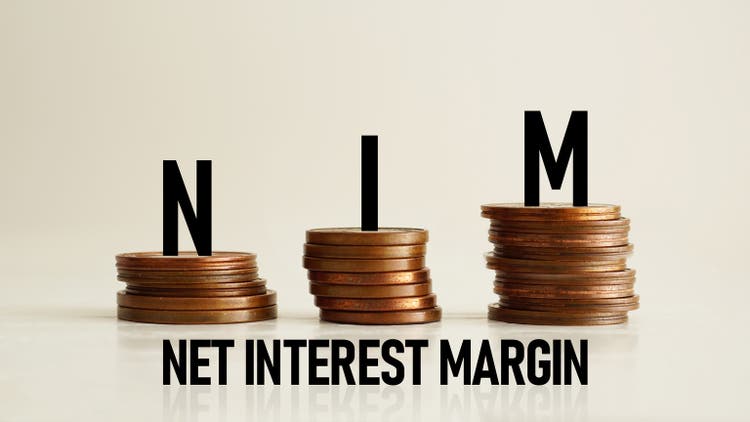 Net interest margin NIM is shown as business and financial concept