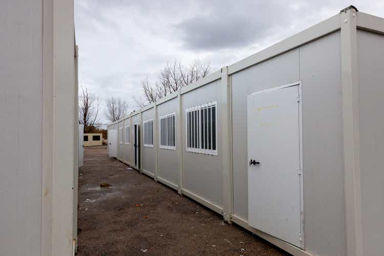 Modular containers at a construction site.