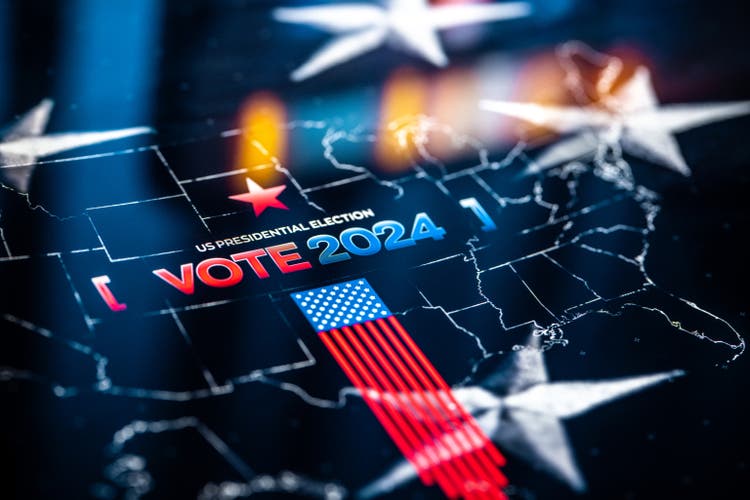 Vote 2024. US Presidential Election background. United States Elections 2024 concept