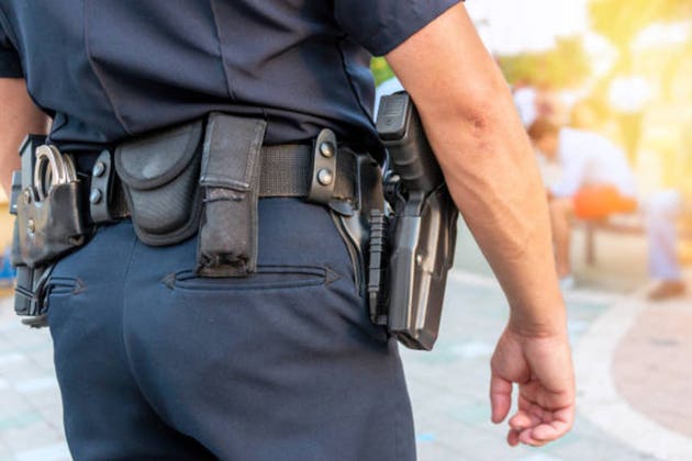 Law enforcement officer watching the streets