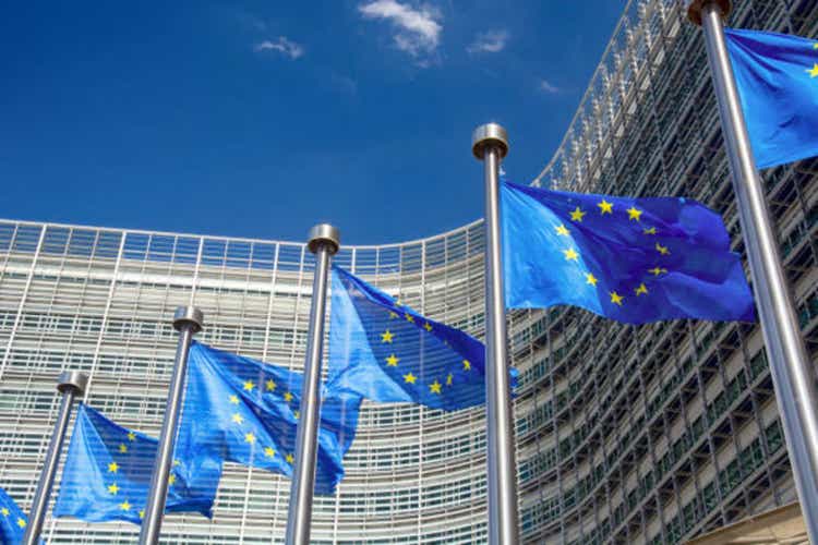 EU flags near of European Commission building