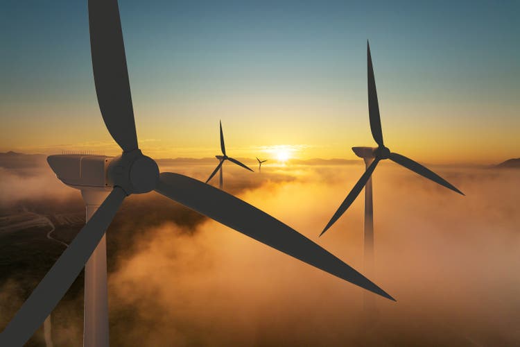 Wind turbine power at sunrise