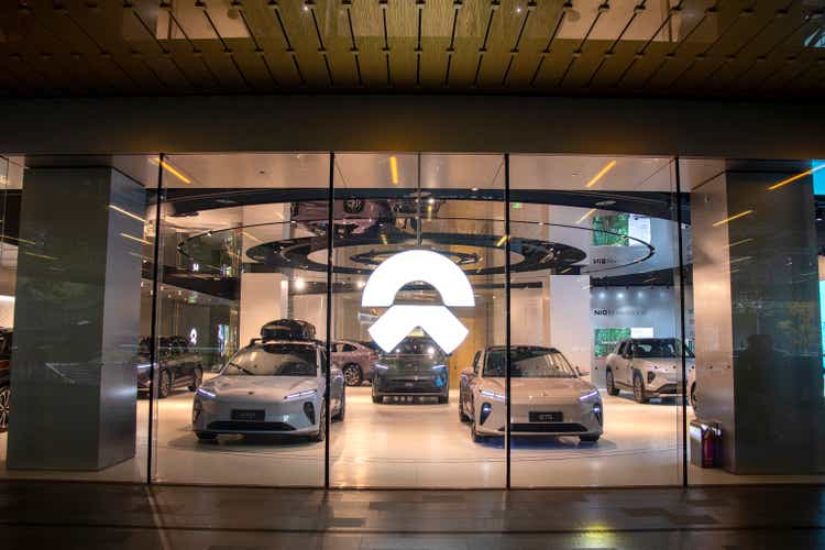 Nio electric car in a showroom