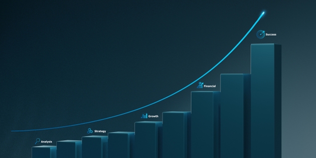 Stock chart bar growth up success idea concept on dark background. business idea concept.