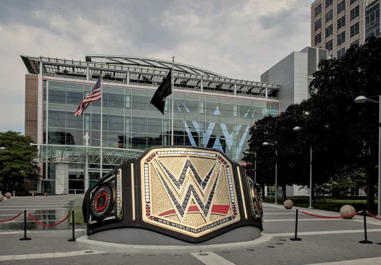 WWE World Wrestling Entertainment American professional fake wrestling promotion company headquarters in Stamford Connecticut.