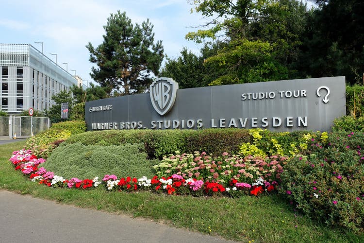 Entrance sign to Warner Brothers Studios Leavesden, Hertfordshire