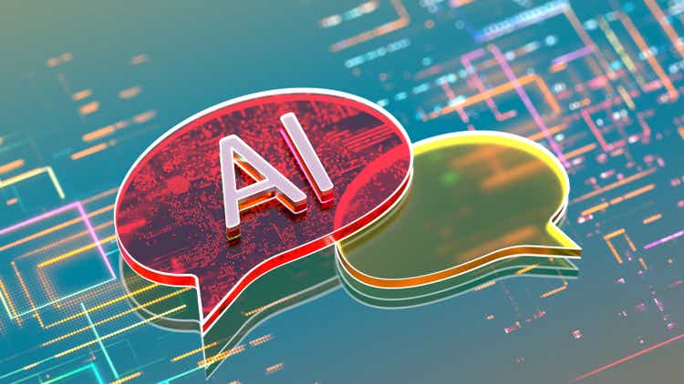 AI - chatbot. Artificial Intelligence concept. speech bubble in digital display