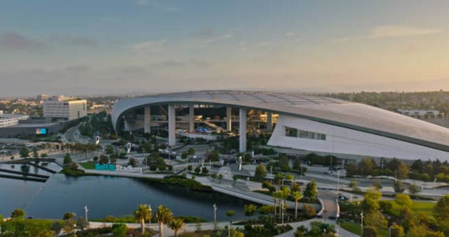 Aerial Shot of SoFi Stadium at Sunrise