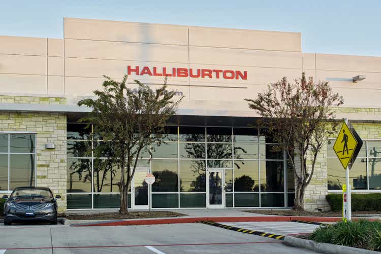 Halliburton office building exterior in Houston, TX USA.