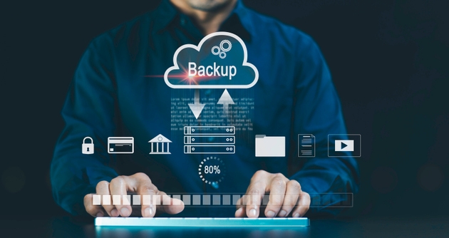 Backup Concept, Database storage cloud technology file data transfer sharing, big data information for financial online marketing, internet banking or computer download upload backup cloud drive.