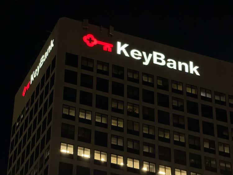 KeyBank company office building at night