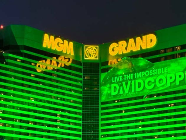 MGM Grand hotel and casino building exterior at night