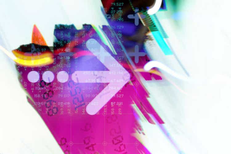 Arrow financial information in the background of the elance abstract graphics. Fintech