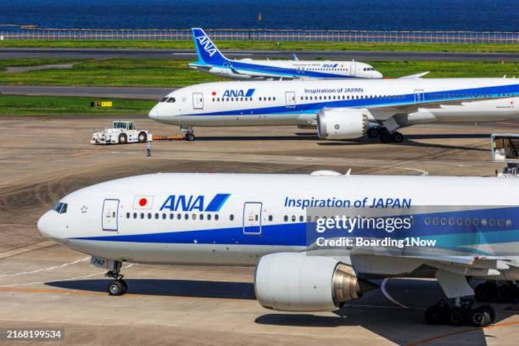 ANA All Nippon Airways airplanes at Tokyo Haneda Airport in Japan