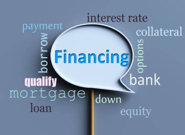Financing word in holding speech bubble