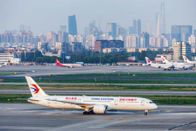 Eastern Air Air Air Air Boeing 787-9 Dreamliner aircraft at Shanghai Hongqao Airport in China